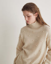 Maglione lavorato a maglia in misto lana ecrù