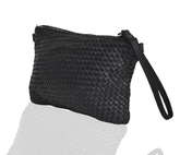 Pochette Style nero in vera pelle intrecciata made in Italy