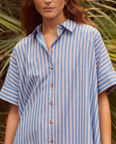 ABITO CHEMISIER IN COTONE RIGHE BLU