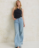 PANTALONI A GAMBA LARGA IN DENIM SKY BLU