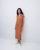 Abito camicia in cotone slub terracotta