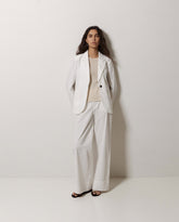 Pantaloni bianchi a gamba larga in popeline