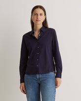 Camicia a maniche lunghe in cotone 100% blu navy