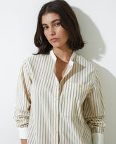 Blusa in 100% cotone a righe ecrù