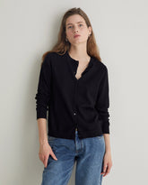 Cardigan girocollo in cotone biologico nero