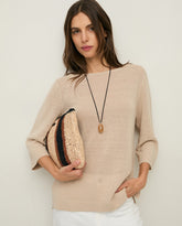 Maglione in lino con maniche alla francese