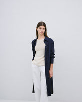Abito camicia con colletto in popeline blu scuro