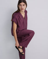 Pantaloni a gamba larga color melanzana