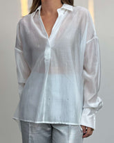 Camicia semitrasparente strass