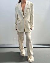 Pantaloni dritti gessati ivory