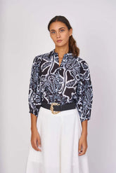 Blusa Derhy EOLE in cotone drappeggiato stampato