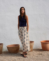 Gonna midi con stampa floreale écru