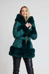 Piumino LIBELLULE lungo con dettagli in eco pelliccia