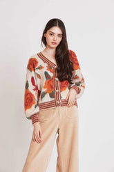 Cardigan CARLINE con collo a V jacquard