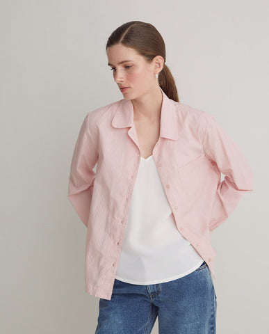 Camicia rosa in popeline di cotone biologico al 100%