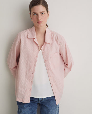 Camicia rosa in popeline di cotone biologico al 100%