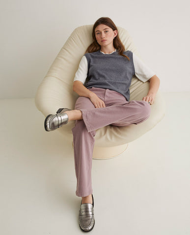 Jeans dritti in cotone biologico color malva