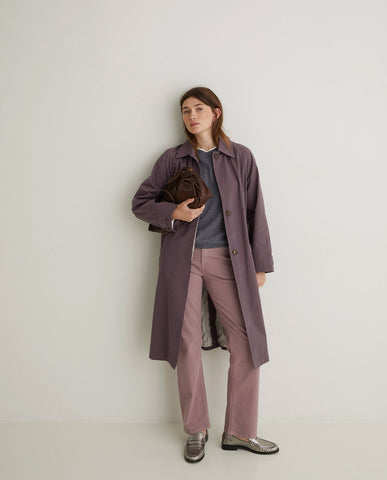 Jeans dritti in cotone biologico color malva