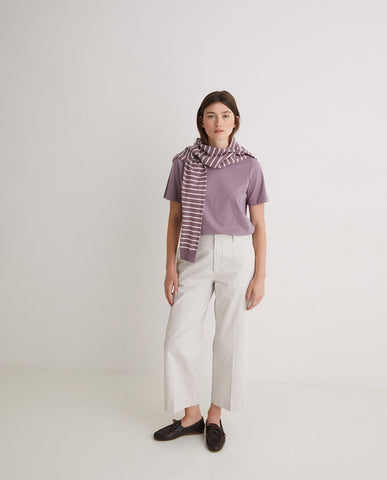 T-shirt in cotone biologico color malva con scollo tondo
