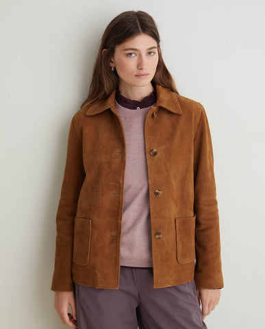 Maglione in cotone biologico color malva con scollo rotondo