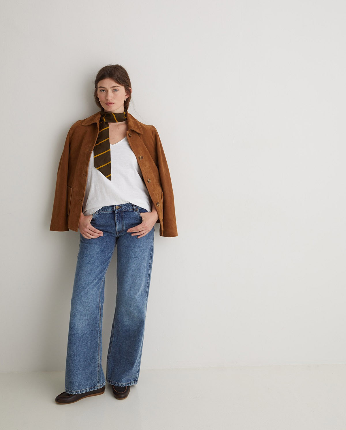 Jeans blu a gamba larga in cotone biologico