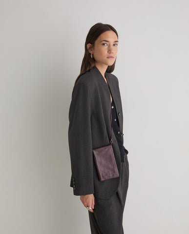 Custodia per cellulare in pelle 100% melanzana