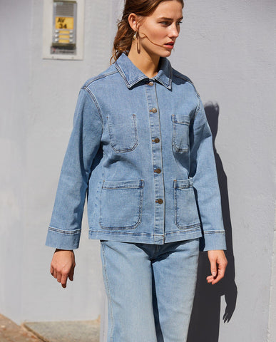 PANTALONI A GAMBA LARGA IN DENIM SKY BLU