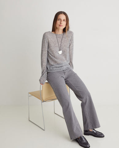 Jeans a gamba larga in cotone biologico grigio