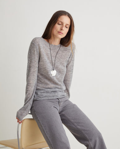 Jeans a gamba larga in cotone biologico grigio