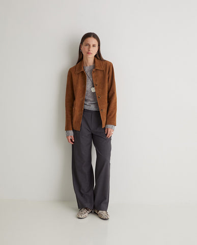 Giacca in pelle scamosciata marrone al 100%