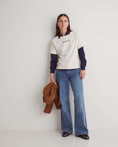 Camicia a maniche lunghe in cotone 100% blu navy