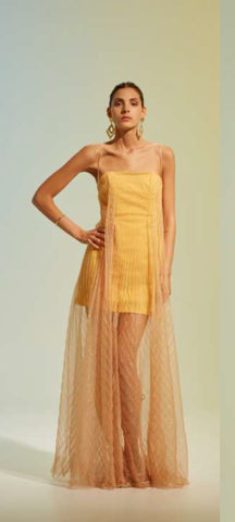 ABITO con TULLE oro