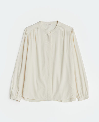 Camicia fluida con scollo alla Mao ecru