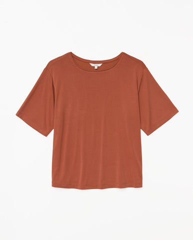 T-shirt in modal vestibilità comoda color terracotta