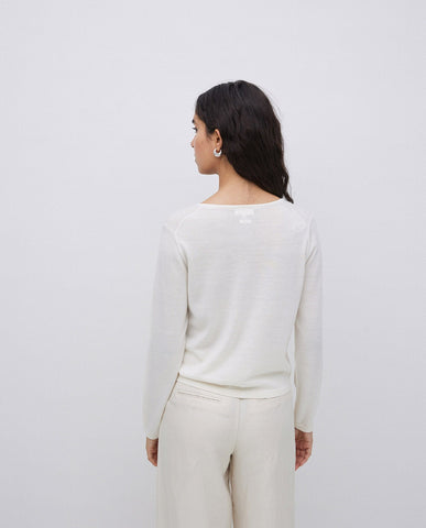 Cardigan in lana merino 100% ecrù