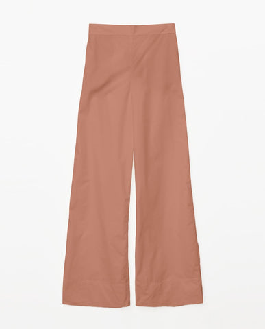 Pantaloni a gamba larga in popeline terracotta