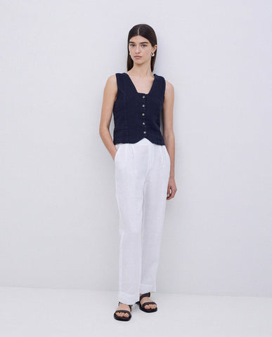 Pantaloni bianchi 100% lino