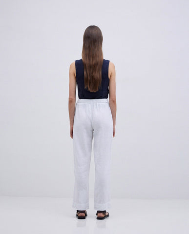 Pantaloni bianchi 100% lino