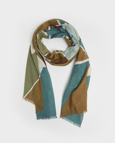 Sciarpa geometrica 100% cotone color cachi