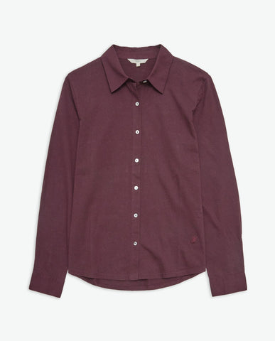 Camicia a maniche lunghe in 100% cotone color melanzana