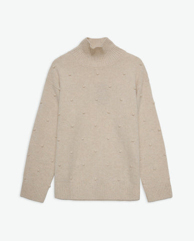 Maglione lavorato a maglia in misto lana ecrù