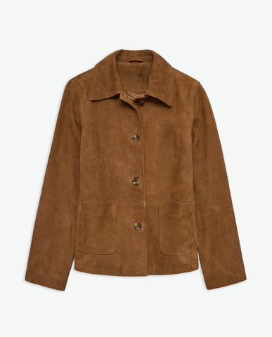 Giacca in pelle scamosciata marrone al 100%