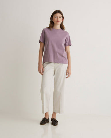 T-shirt in cotone biologico color malva con scollo tondo