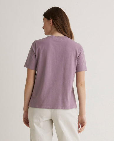 T-shirt in cotone biologico color malva con scollo tondo
