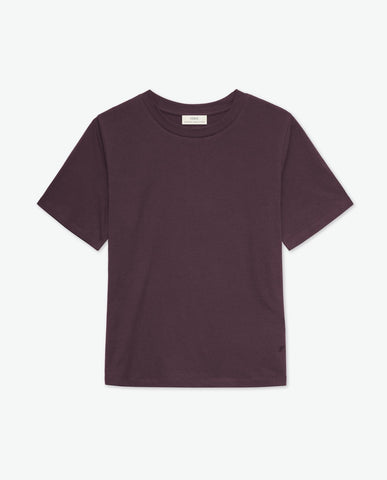 T-shirt in cotone biologico color bordeaux con scollo tondo