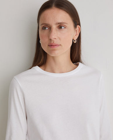 T-shirt bianca a maniche lunghe in cotone biologico