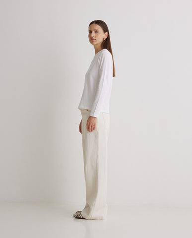 T-shirt bianca a maniche lunghe in cotone biologico