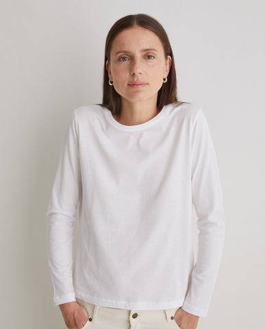 T-shirt bianca a maniche lunghe in cotone biologico