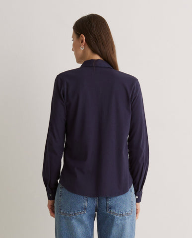 Camicia a maniche lunghe in cotone 100% blu navy