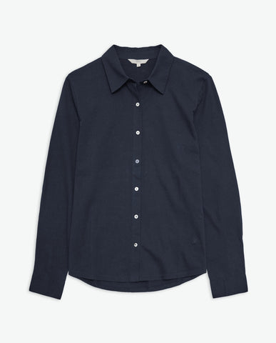 Camicia a maniche lunghe in cotone 100% blu navy